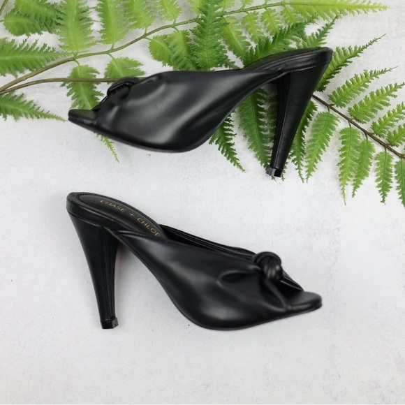 Chase + Chloe Knot Detail Heel Sandals - Black - Picture 8 of 9